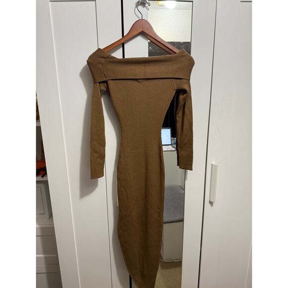 NWT Fashion Nova Tamara Camel Ribbed‎ Knit Sweater Maxi Bodycon Dress Size XS - Picture 5 of 12